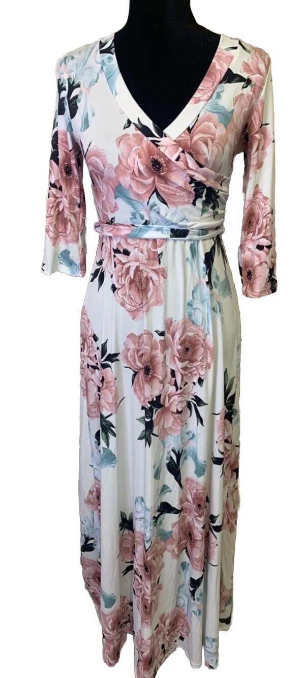 Vanilla Bay Floral Belted Maxi Dress Sz Small Forest Fairy Coquette Beachy Flowy